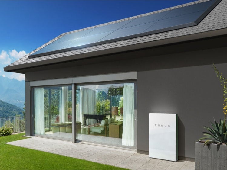 A solar powered home connected to Tesla's Powerball battery
