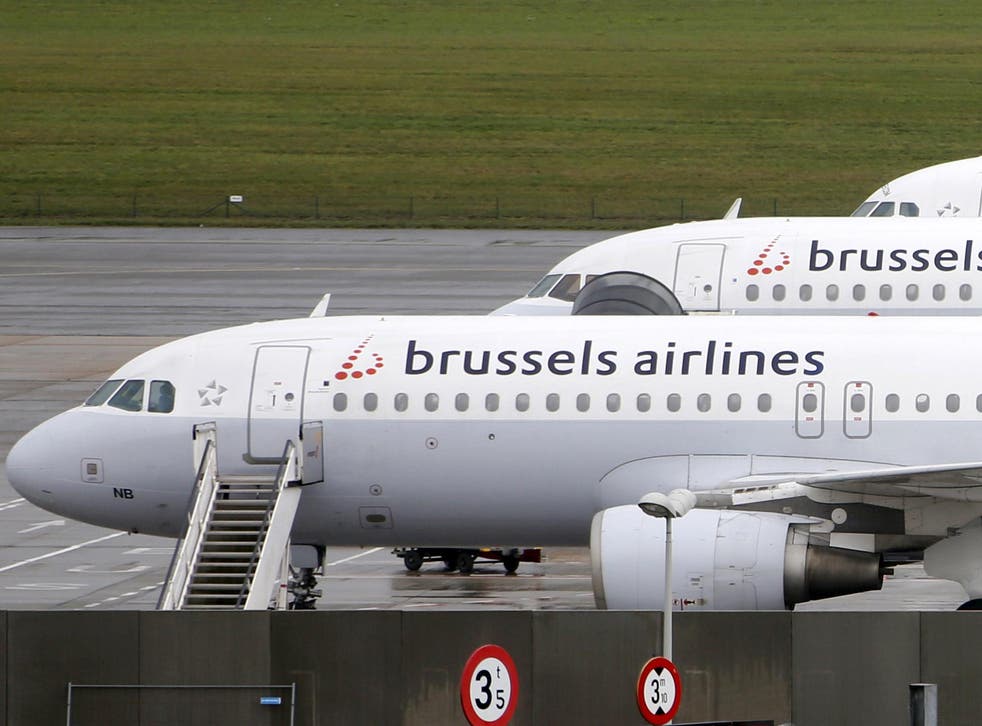 Brussels Airlines aircraft are seen on the tarmac at Zaventem international airport near the Belgian capital