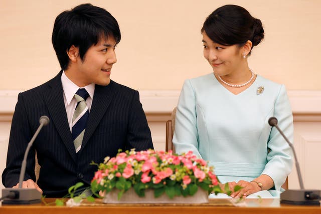Princess Mako and fiance  Kei Komuro at a press conference announcing their engagement in September 2017