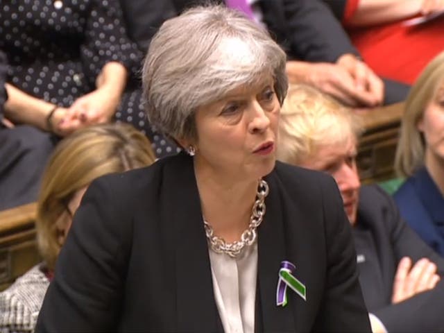 Theresa May during Prime Minister's Questions