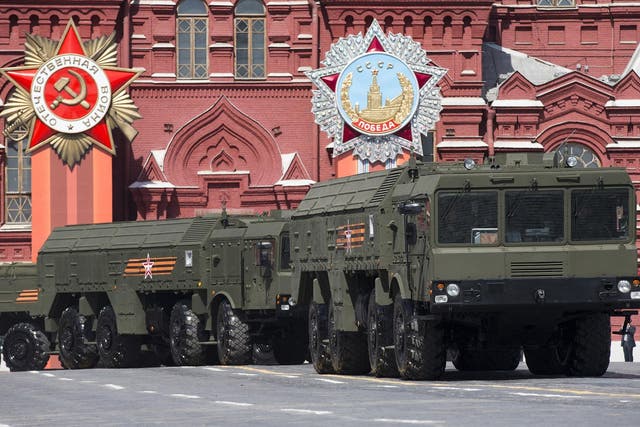 Iskander missile launchers were driven through Red Square in Moscow during the Victory Parade marking the 70th anniversary of the defeat of the Nazis in the Second World War
