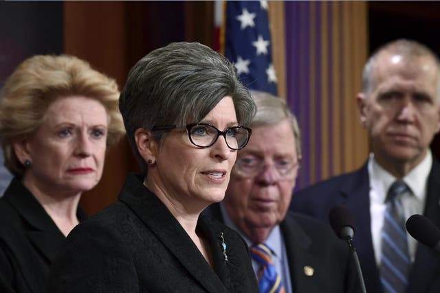 Senator Joni Ernst spoke in Washington 7 February 2018 to announce a bipartisan resolution to have a special committee investigate the US Olympic Committee and USA Gymnastics