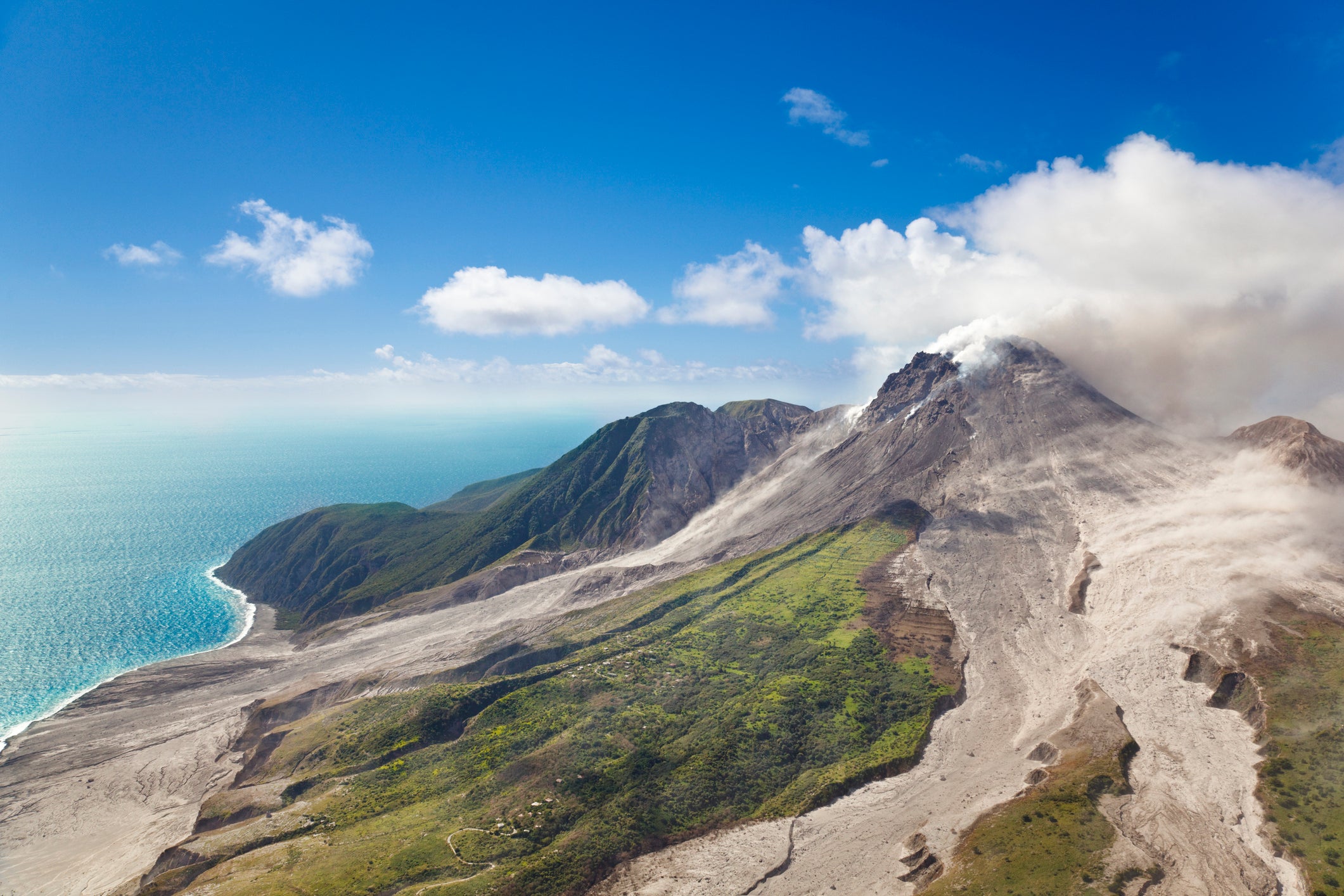 The active Soufriere Hills Volcano in Montserrat