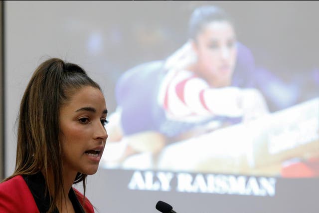 Survivor and Olympic gold medalist Aly Raisman speaks at the sentencing hearing for Larry Nassar, 19 January 2018.