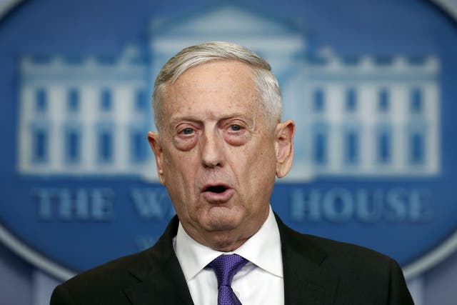 Defense Secretary Jim Mattis speaks during the daily press briefing at the White House