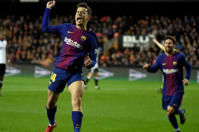 Coutinho scored his first goal to help Barcelona reach the Copa del Rey final