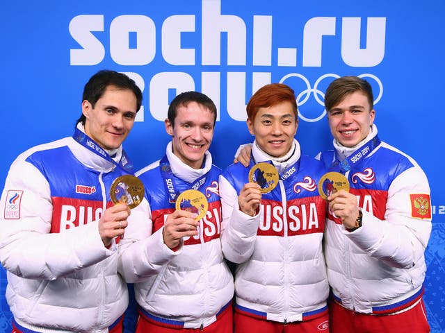 Victor Ahn (second right) is among the 46 Russian athletes to remain banned after their appeals were rejected