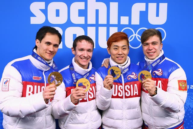 Victor Ahn (second right) is among the 46 Russian athletes to remain banned after their appeals were rejected