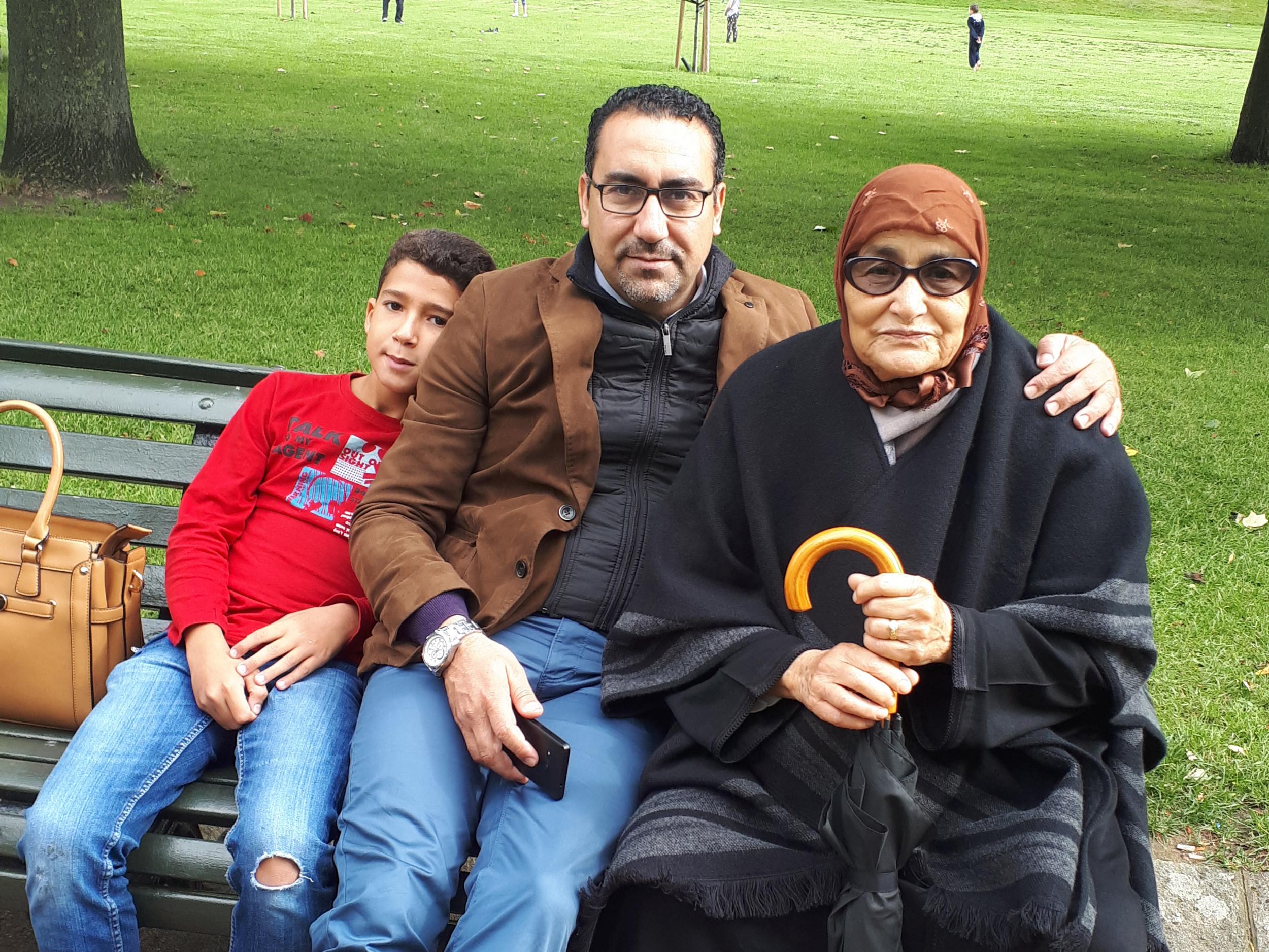 Karim Khalloufi pictured with his mother Zohra Rabbae and son Ali in London’s Hyde Park in September