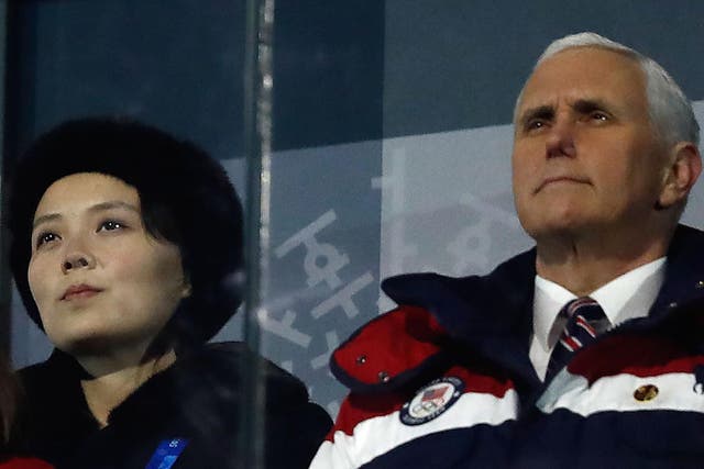 Mike Pence, the US Vice President and Kim Jong-un's sister, Kim Yo-jong, at the opening ceremony of the Pyeongchang 2018 Winter Olympic Games