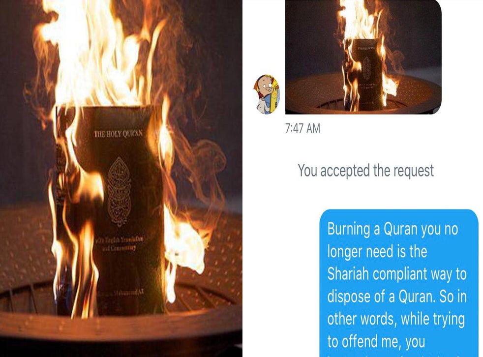 Muslim Lawyer Shuts Down Troll Who Set Fire To A Quran Indy100 Indy100 2049