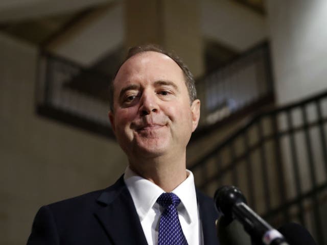 Adam Schiff speaks to the media after a closed-door meeting of the House Intelligence Committee on Capitol Hill