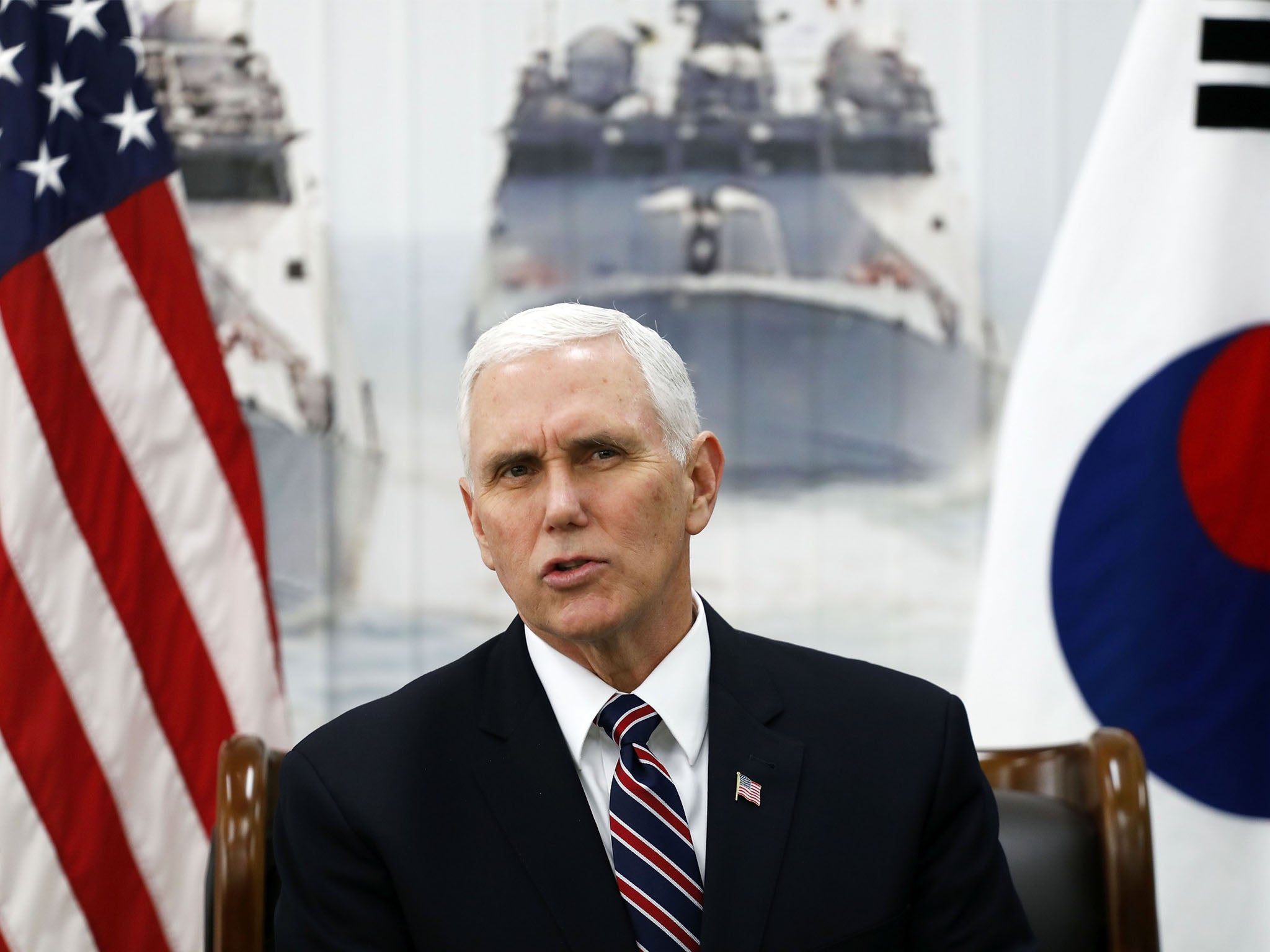 Mr Pence during his visit to South Korea