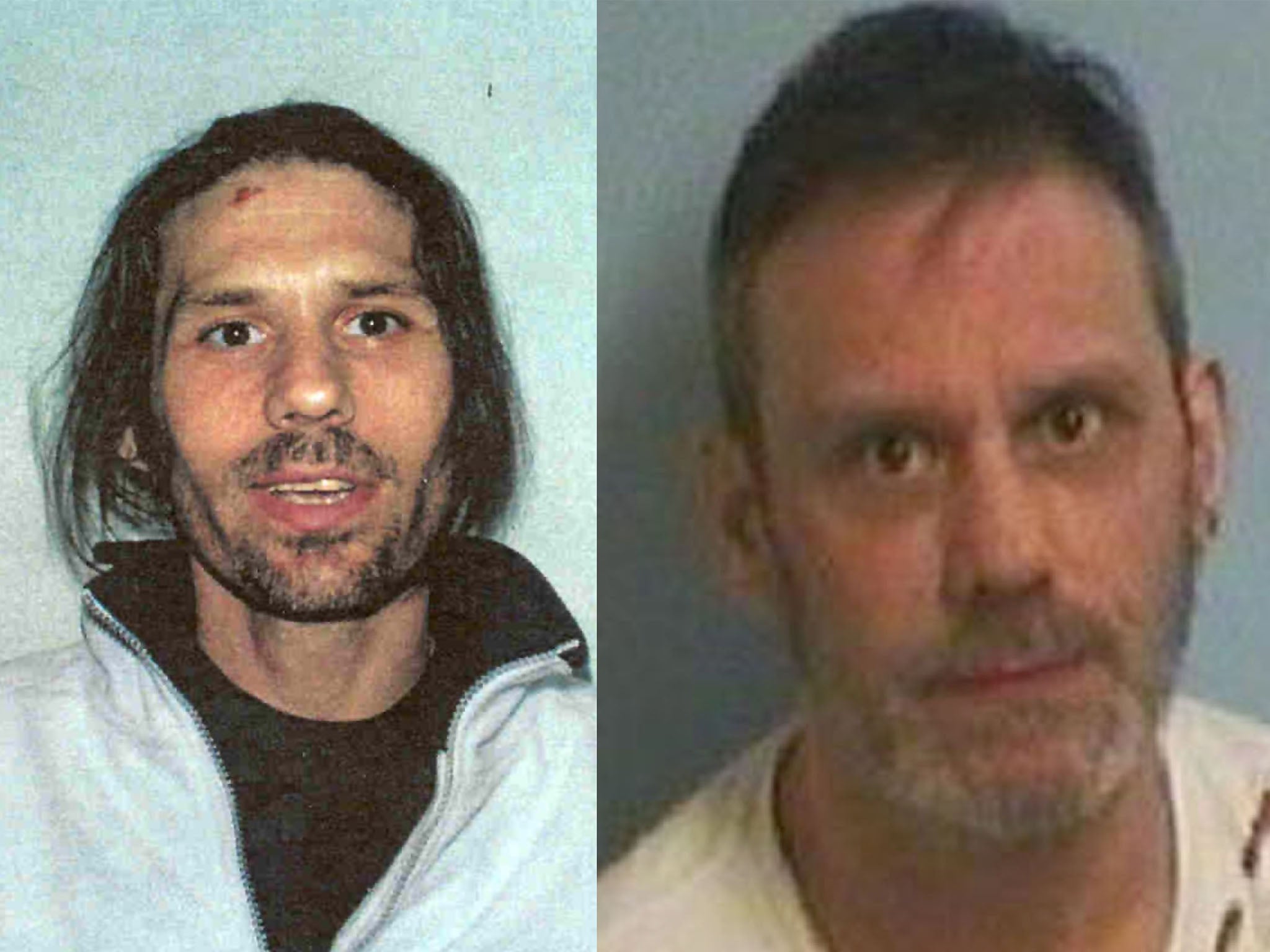 Convicted killer Mark Woolley pictured in 2001 and in 2017
