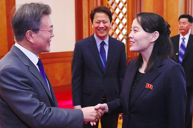 South Korean President Moon Jae-in meets Kim Yo-jong