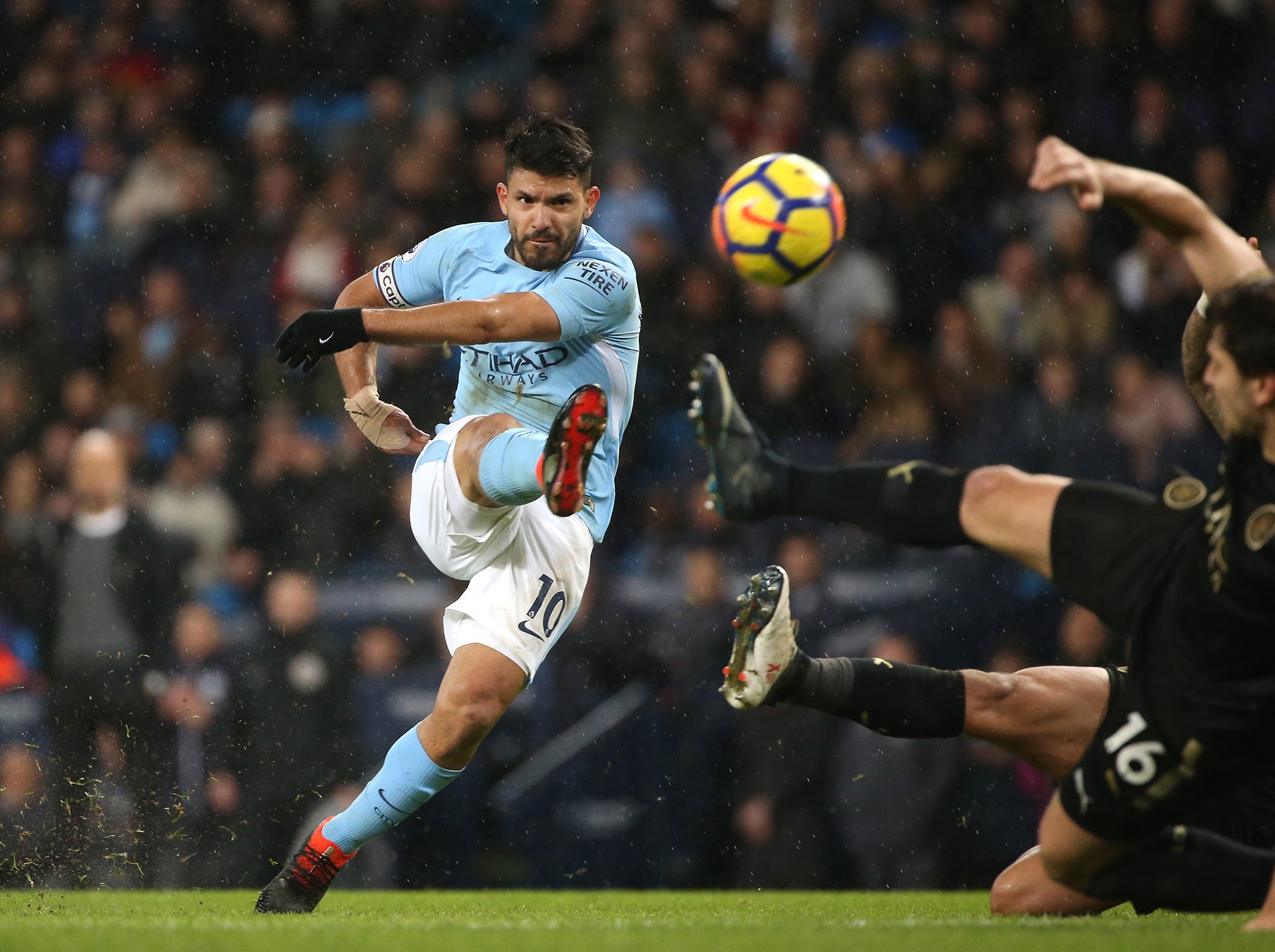 Sergio Aguero scored four in the rout