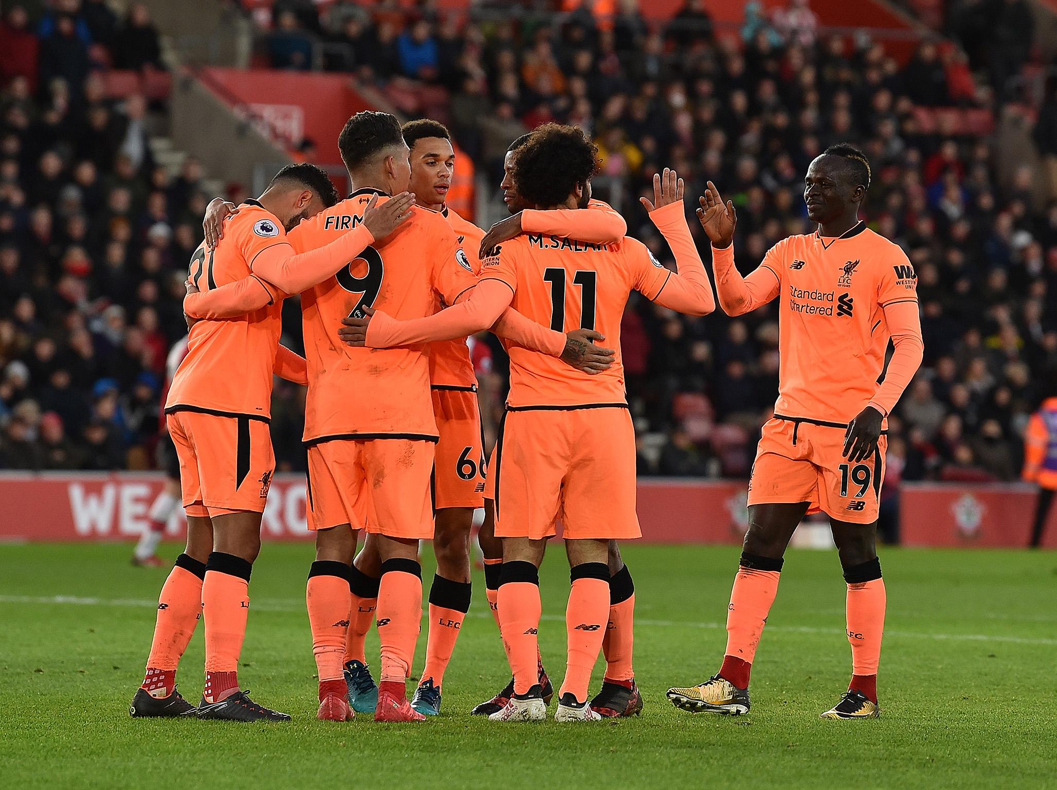 Liverpool celebrate Mohamed Salah's goal (Getty Images)