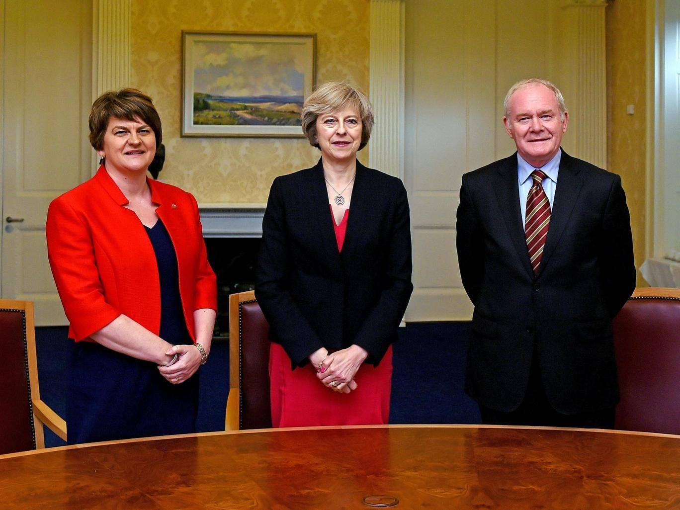 Arlene Foster and Martin McGuinness pictures with Prime Minister Theresa May before the collapse of the Northern Ireland Executive