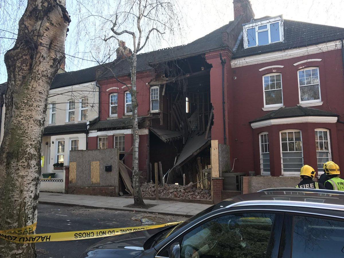 A terraced house collapsed in West Hampstead leaving a gaping hole in a street where homes fetch over £1.5 million