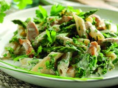 Chicken, asparagus and herb pasta, recipe