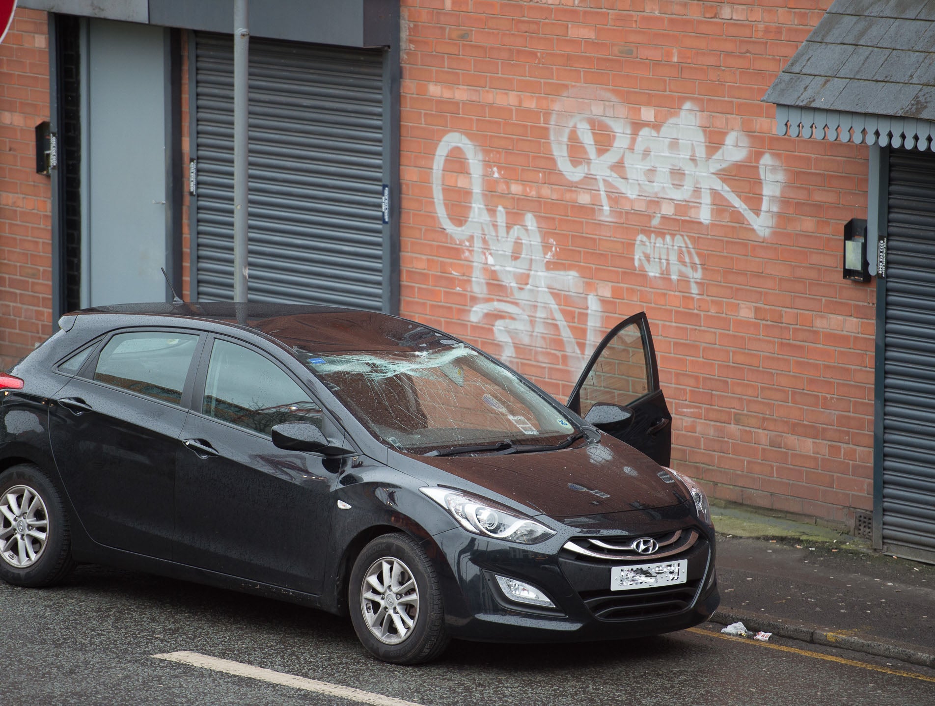 A family were reportedly attacked after a man landed on their Hyundai car
