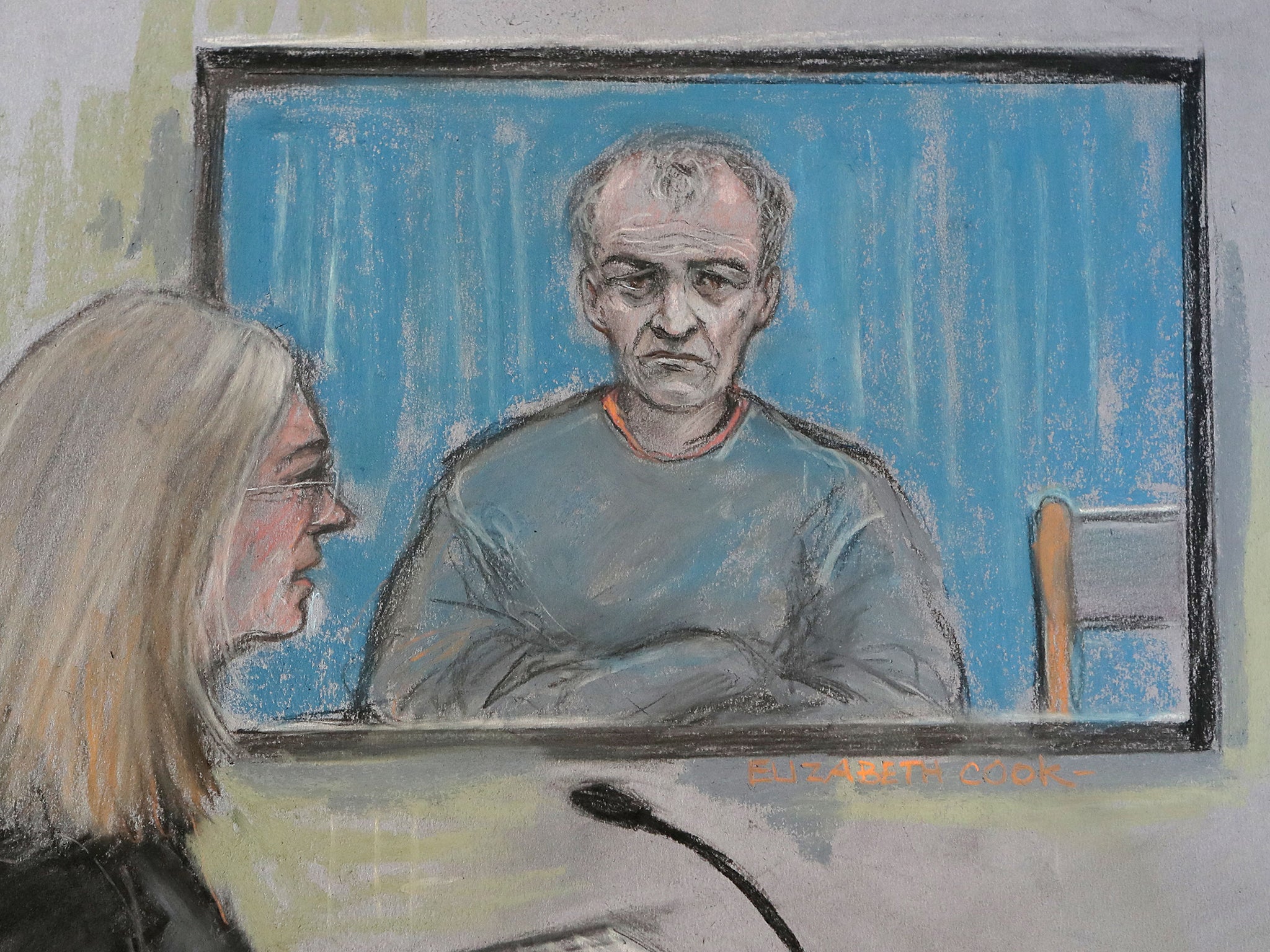Barry Bennell appeared at the trial yesterday via video link