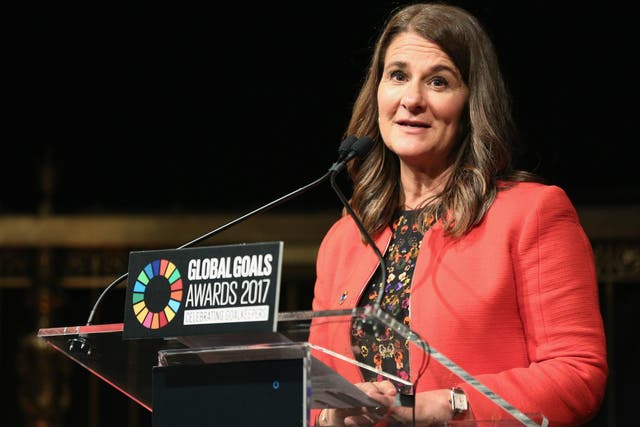 Melinda Gates speaks on stage on the sidelines of the United Nations General Assembly on 19 September 2017.
