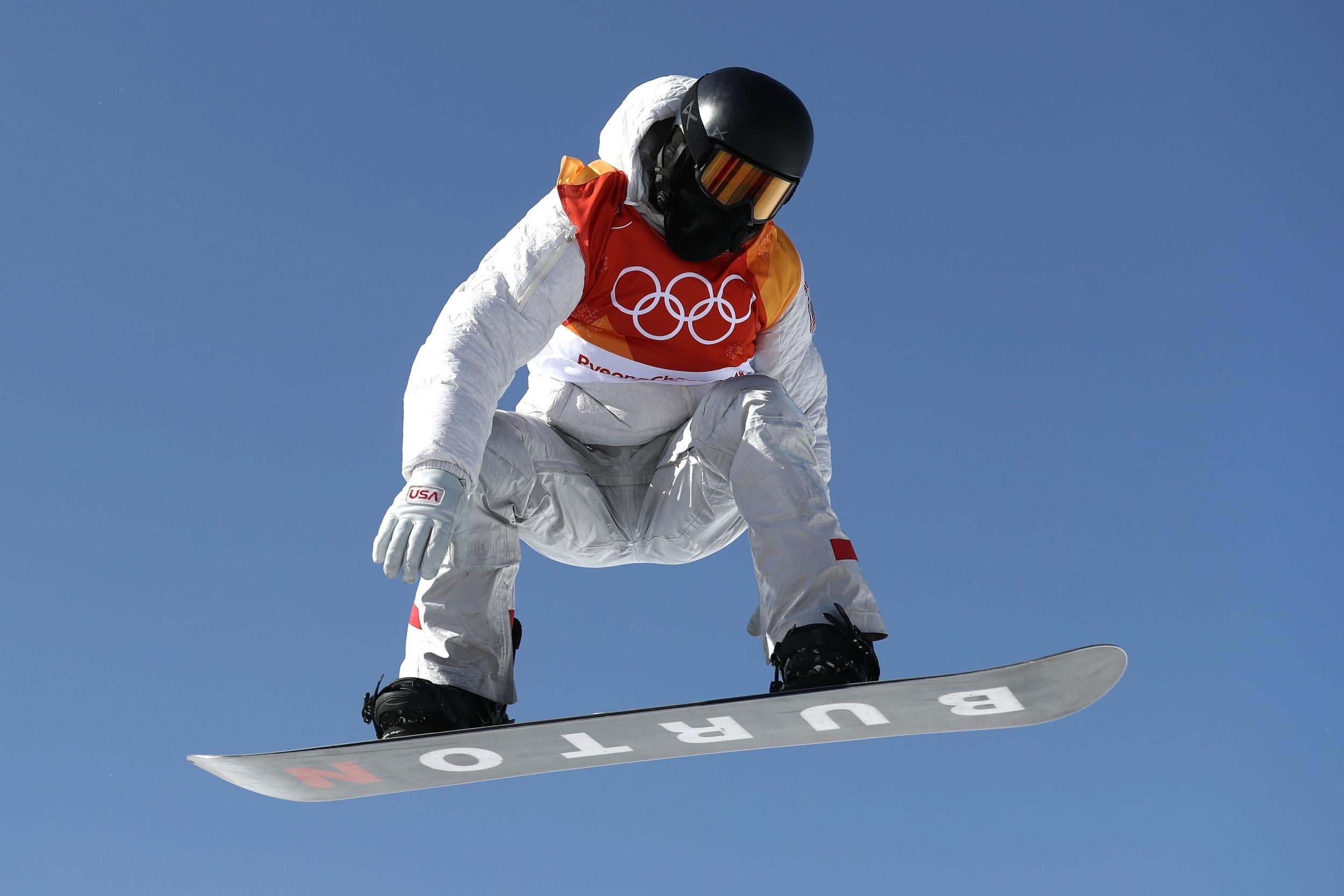 Shaun White of the U.S. competes during the men's snowboard