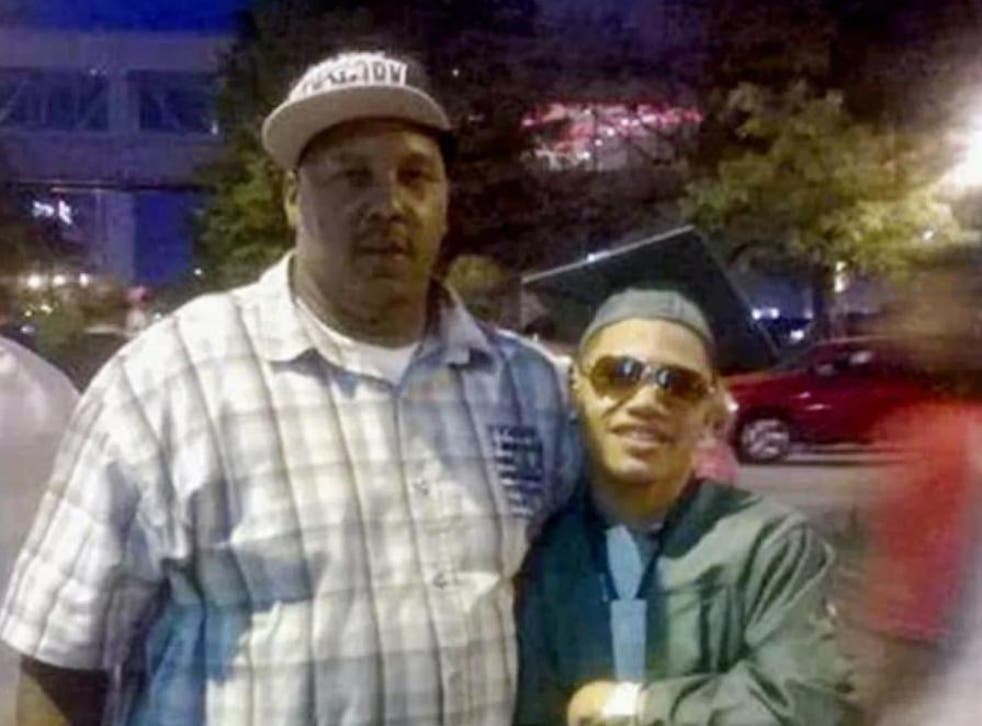 Terrill Thomas, left, pictured with his son Terrill Barnes