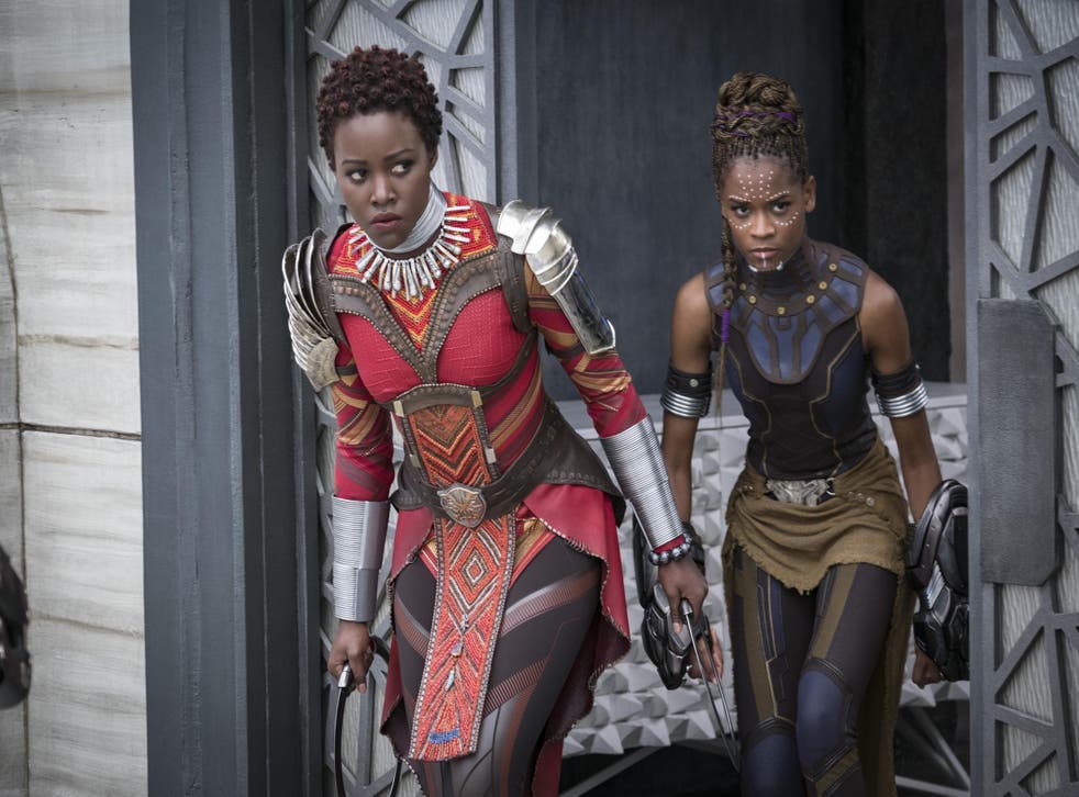 Lupita Nyong'o as Nakia (l) and Letitia Wright as Shuri (r) in Black Panther