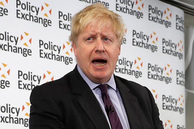 Boris Johnson delivers a speech on Brexit at the Policy Exchange in central London