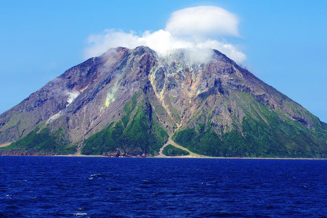 The volcanic island of Iōjima is located on the northern edge of Kikai Caldera, where a bulge of magma has been identified within a lava dome
