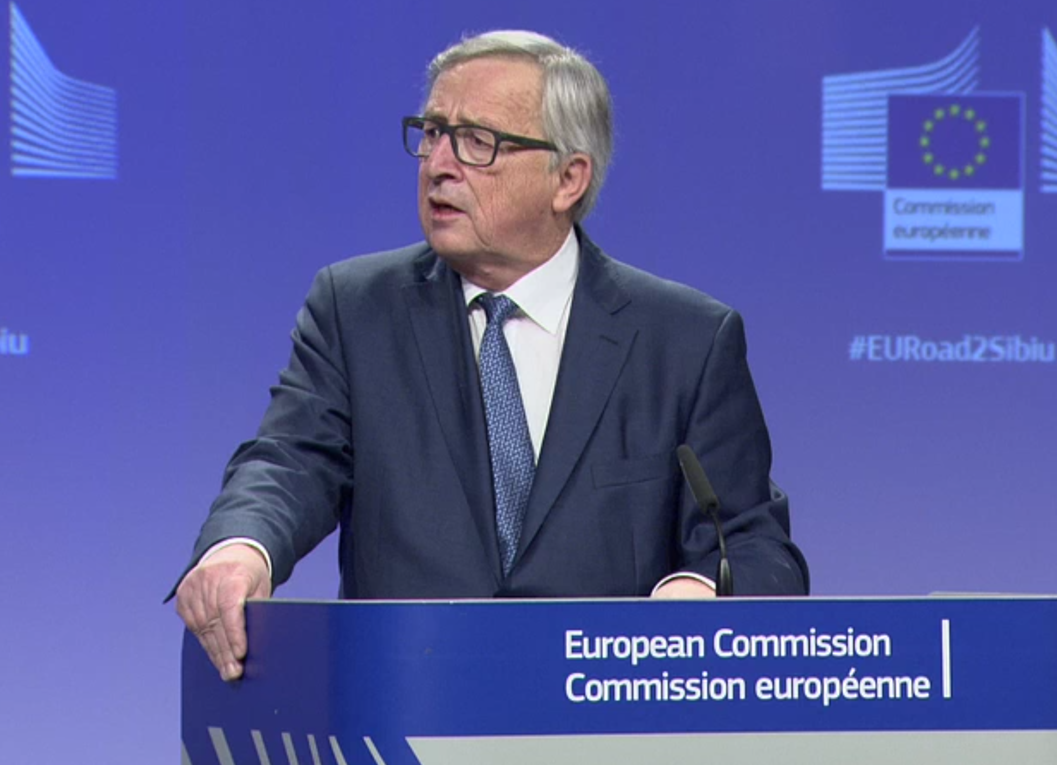 Jean-Claude Juncker speaks about the future of Europe in Brussels