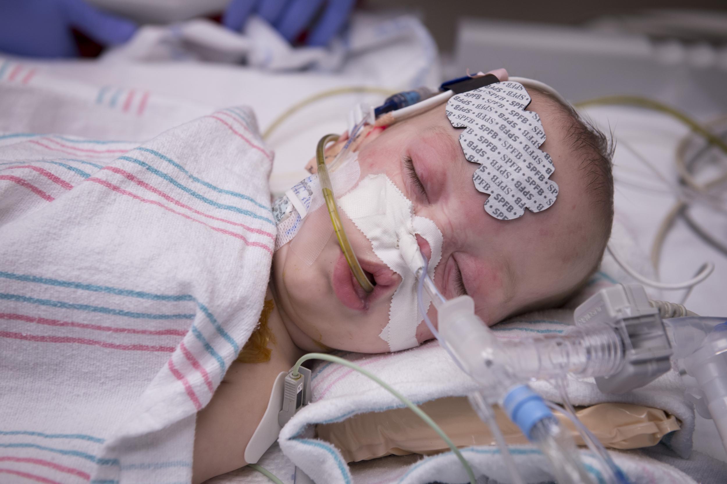 Hope Richards arrives in the CVICU post-surgery (Paul Vincent Kuntz/Texas Children's Hospital)