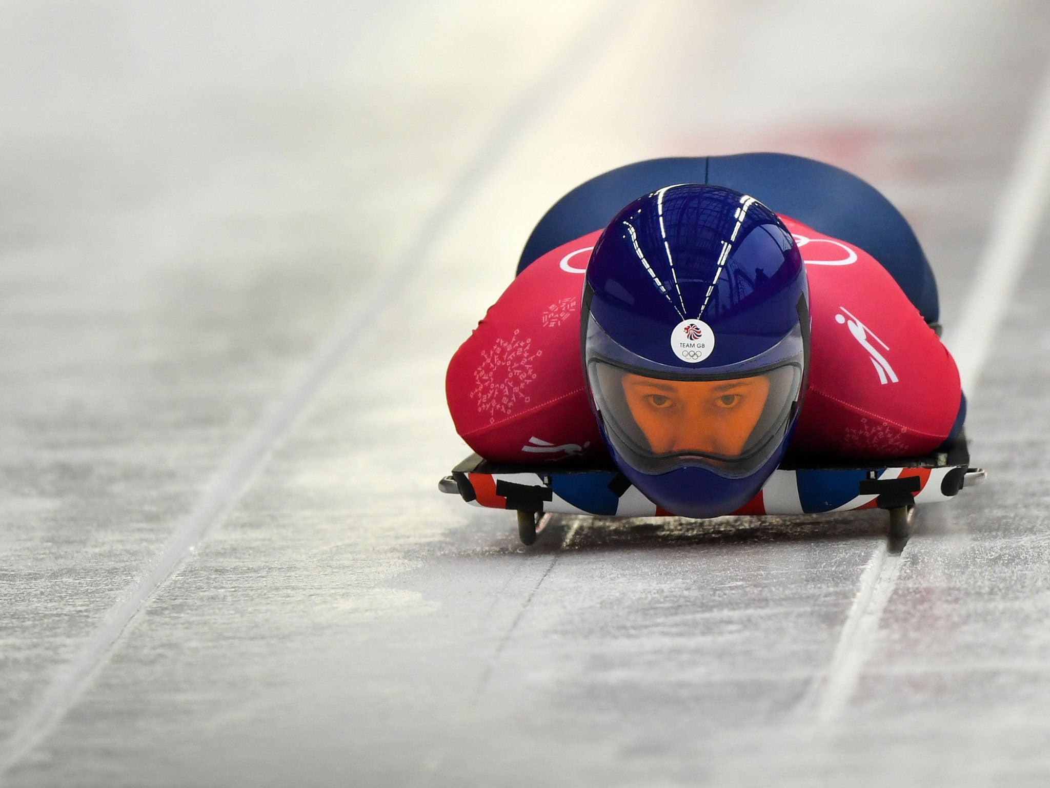 &#13;
Lizzy Yarnold, wearing the controversial skinsuit, in action for Great Britain at the Winter Olympics &#13;