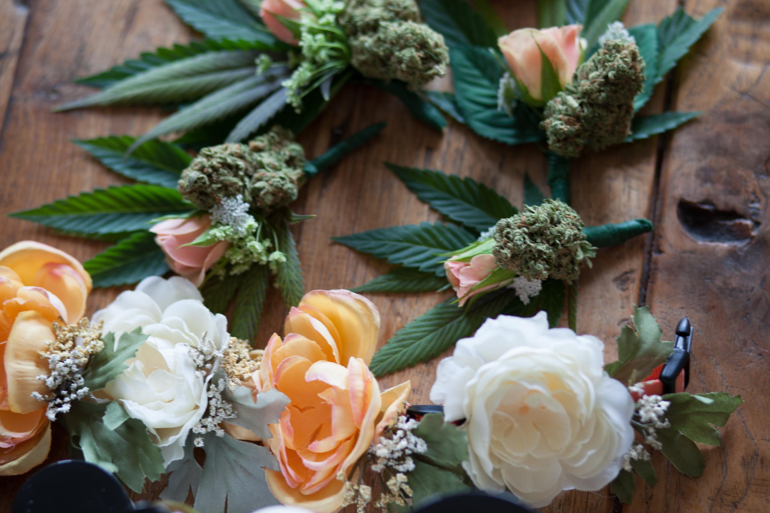 The wedding flowers featured buds of marijuana