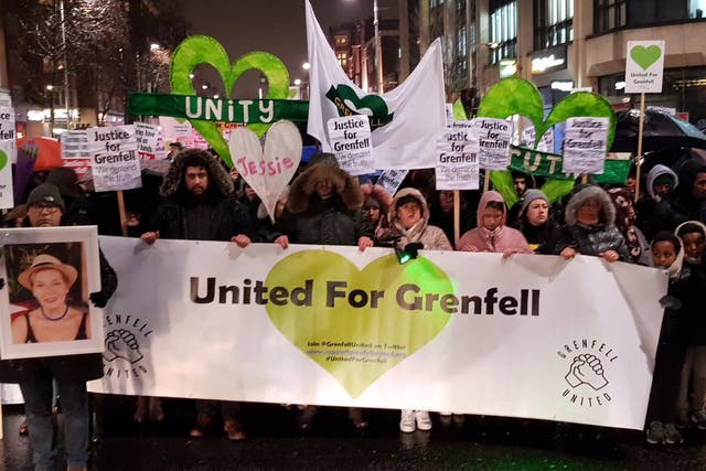 A February march on Kensington High Street for the victims of the Grenfell Tower fire
