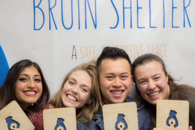 Volunteers at the student-run homeless shelter Students for Students, formerly known as the Bruin Shelter, pose for a photo.