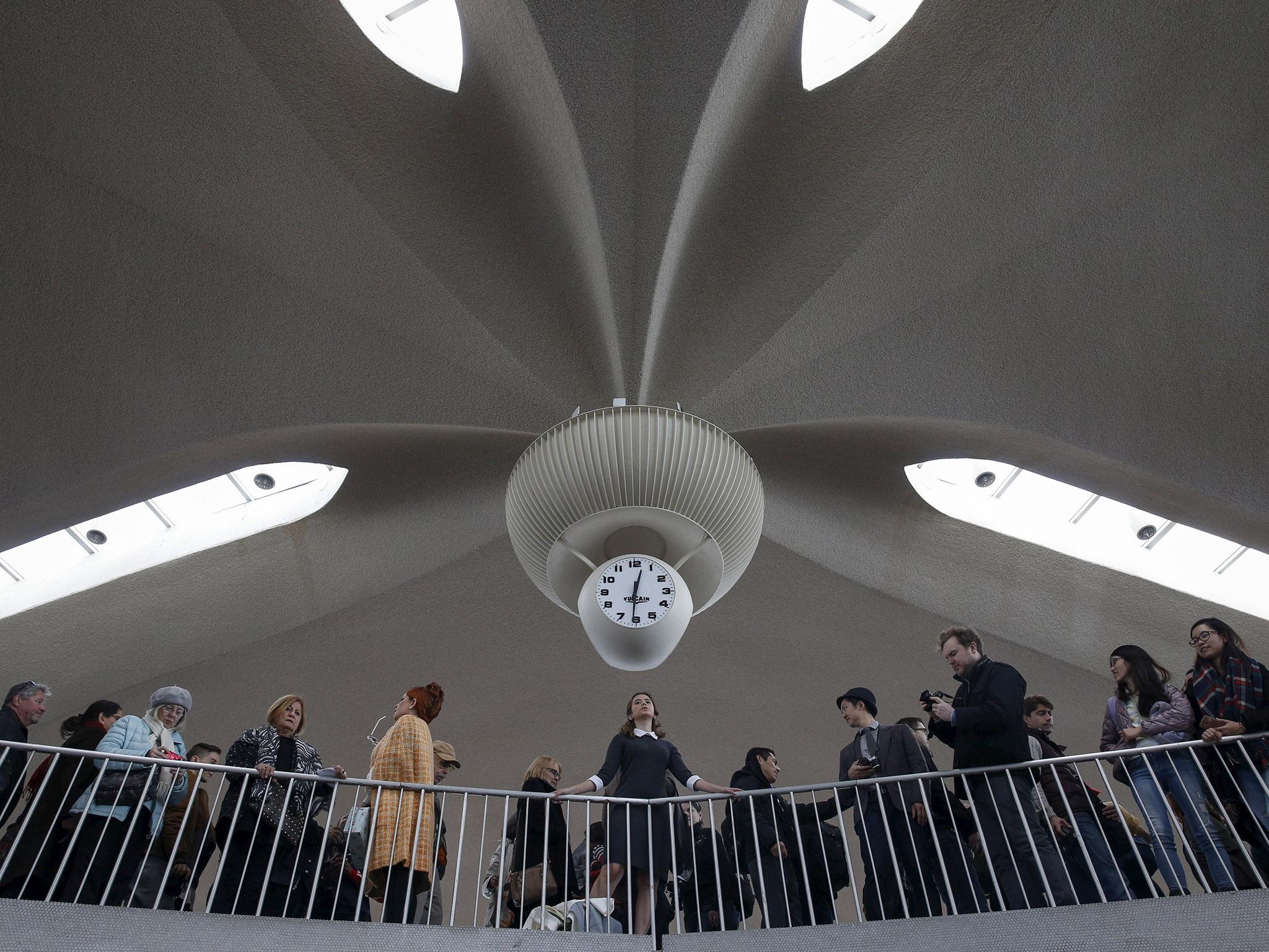 Visitors to JFK get a last look at the iconic architecture of the Trans World Airlines flight centre before the futuristic 1960s building is converted into a hotel