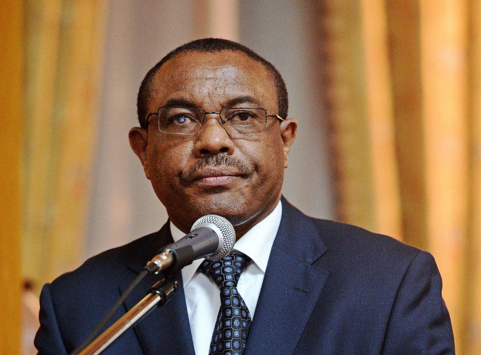 File: Ethiopian Prime Minister Hailemariam Desalegn looks on during a press conference with his Japanese counterpart at the Ethiopian State House in Addis Ababa in 2014