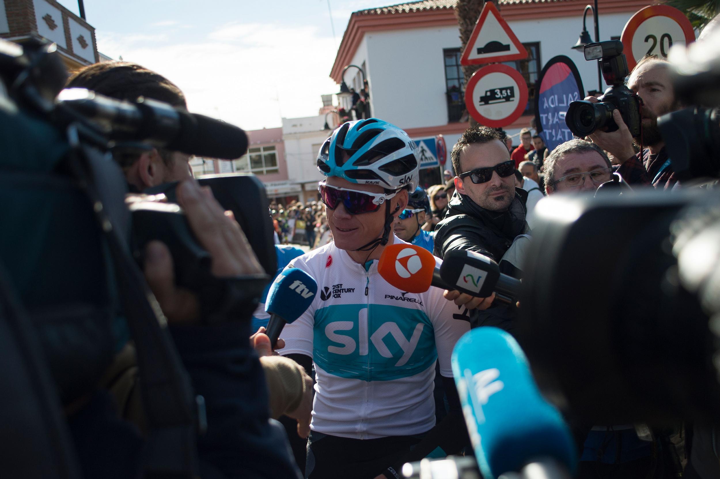 Chris Froome spoke to the media before the start of the opening stage