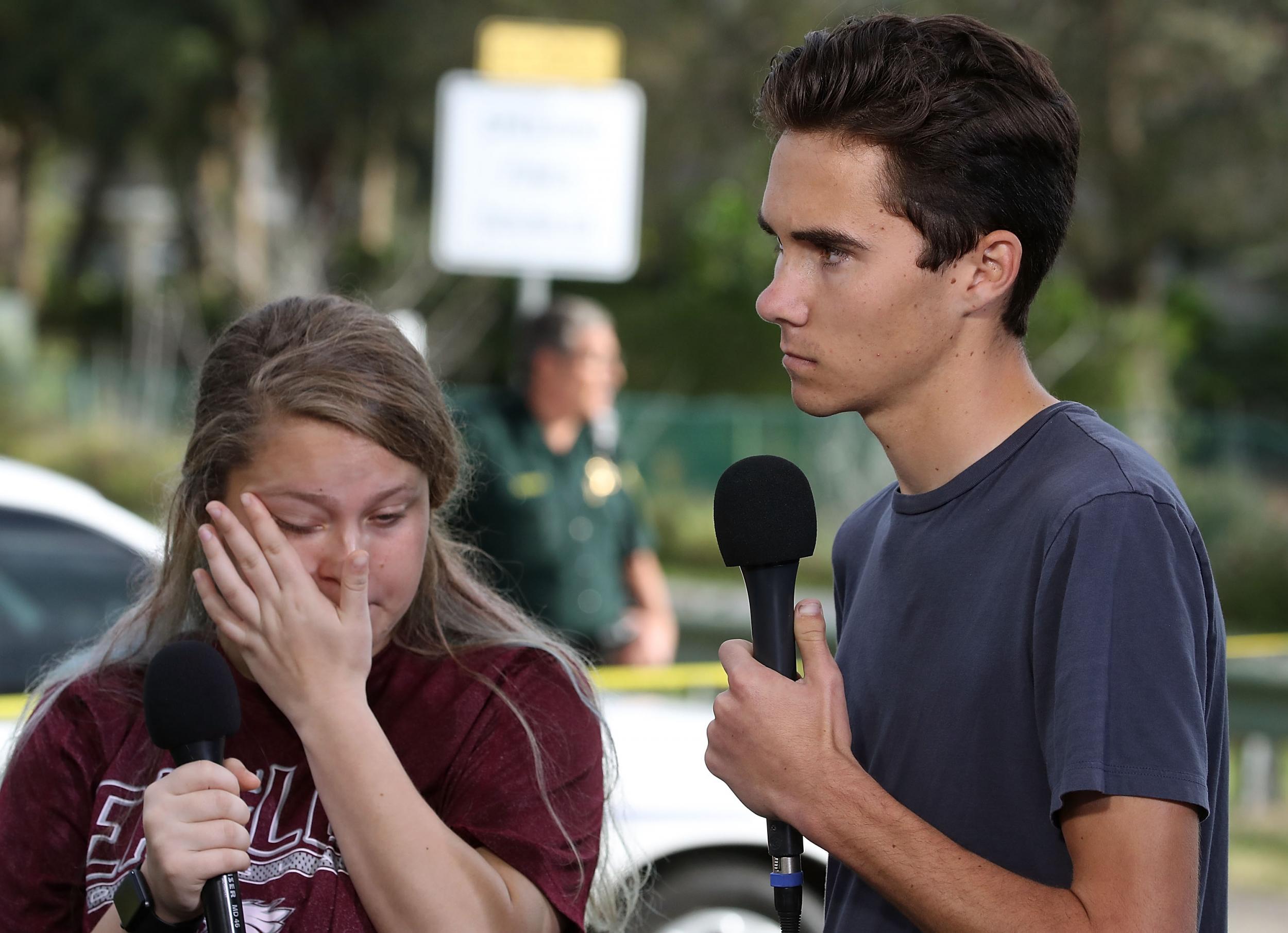 Students Kelsey Friend and David Hogg recount their stories about the mass shooting at the Marjory Stoneman Douglas High School