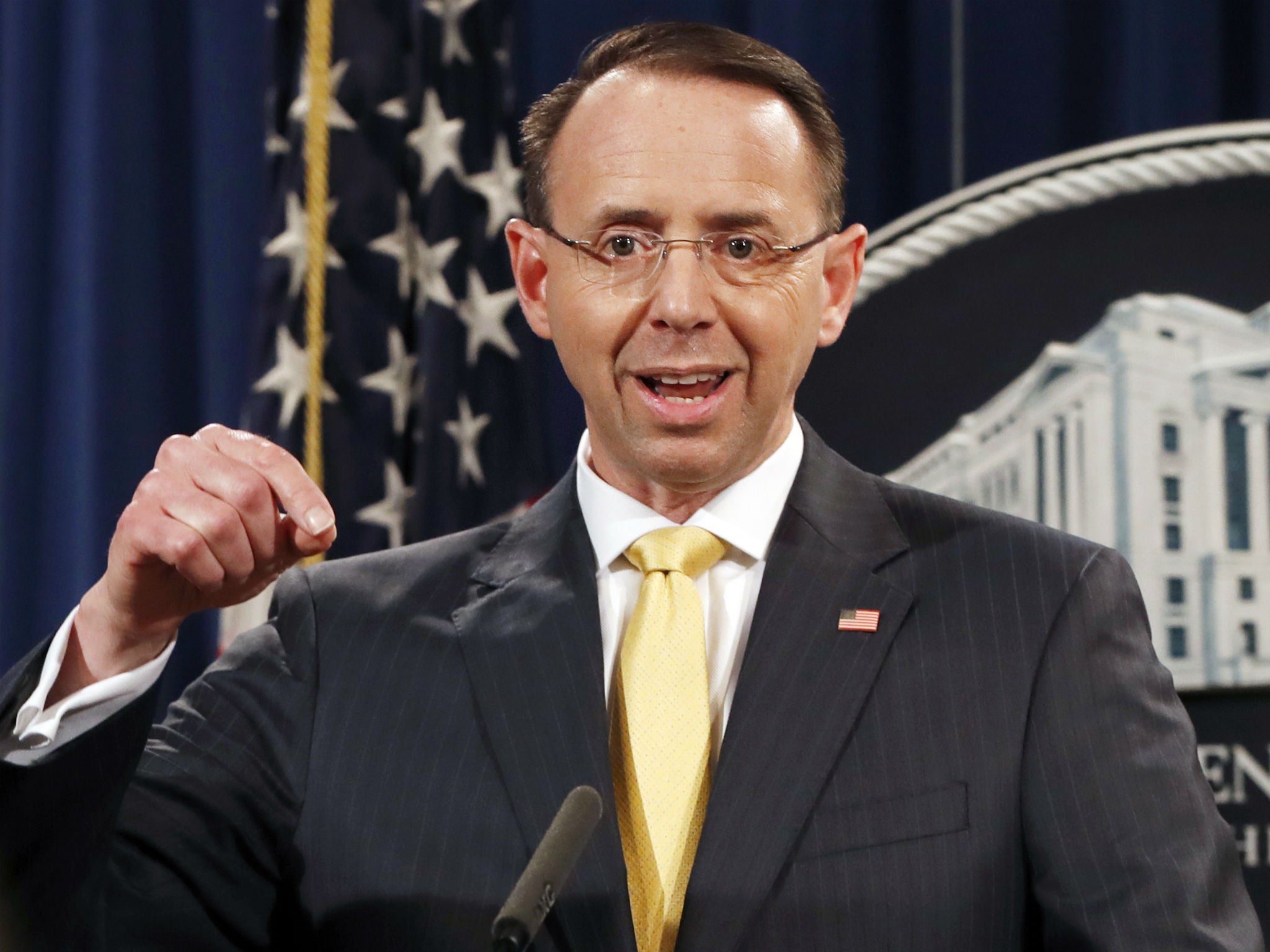 Mr Rosenstein appointed the special counsel to investigate Russia's meddling in the 2016 election
