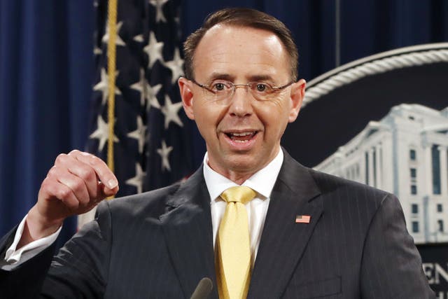 Mr Rosenstein appointed the special counsel to investigate Russia's meddling in the 2016 election