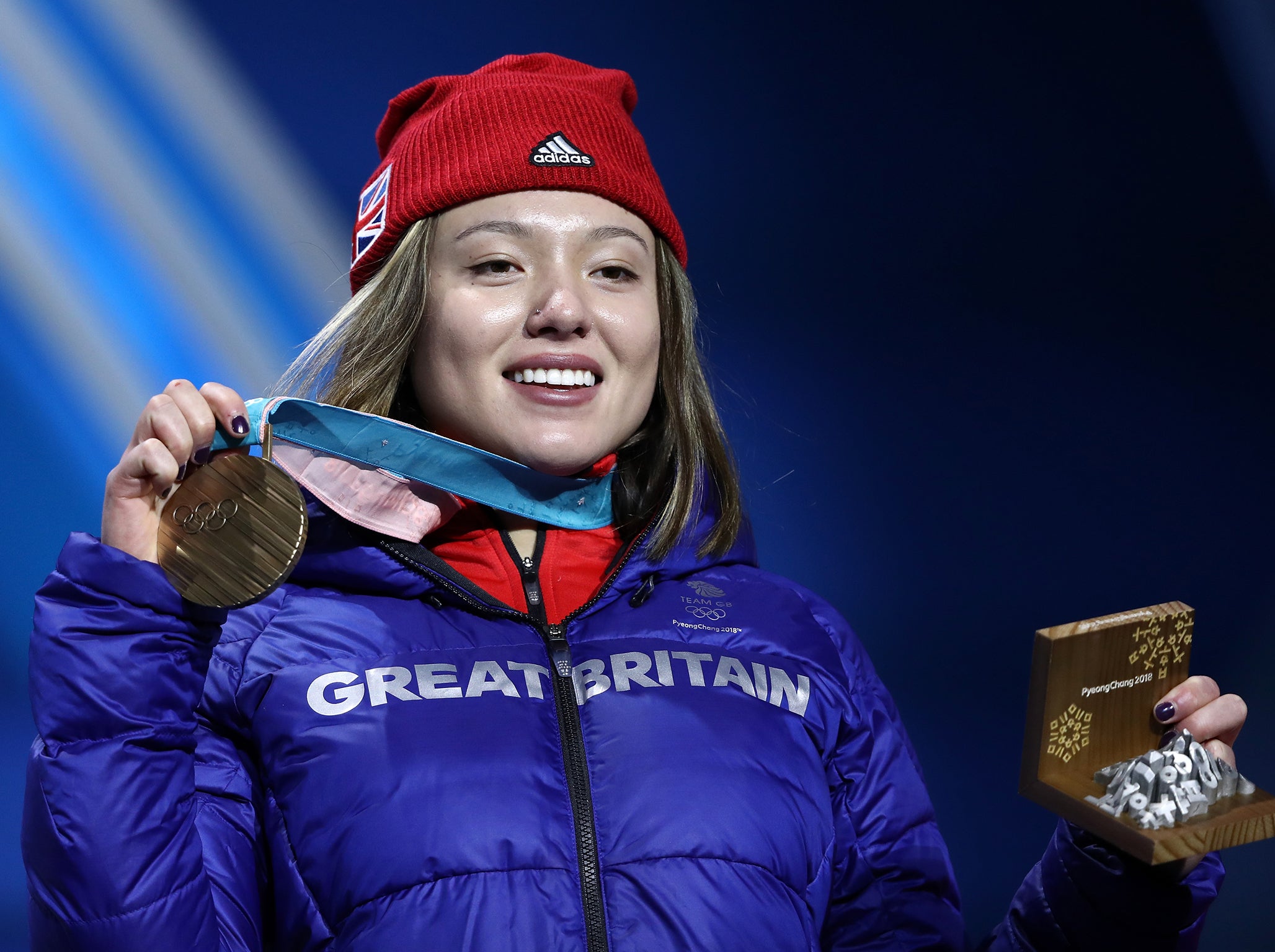 Izzy Atkin collects her bronze medal at Pyeongchang 2018