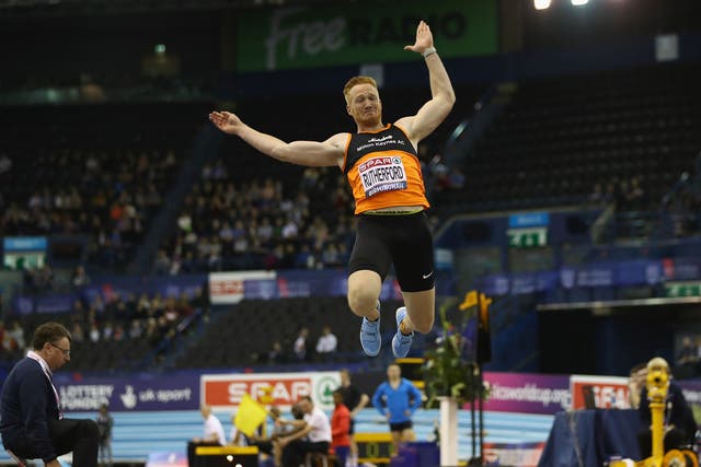 Greg Rutherford in action at Arena Birmingham