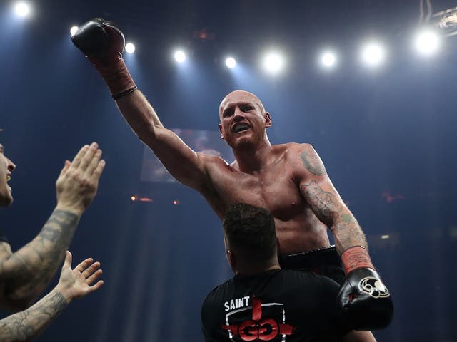 George Groves celebrates his victory over Chris Eubank Jr