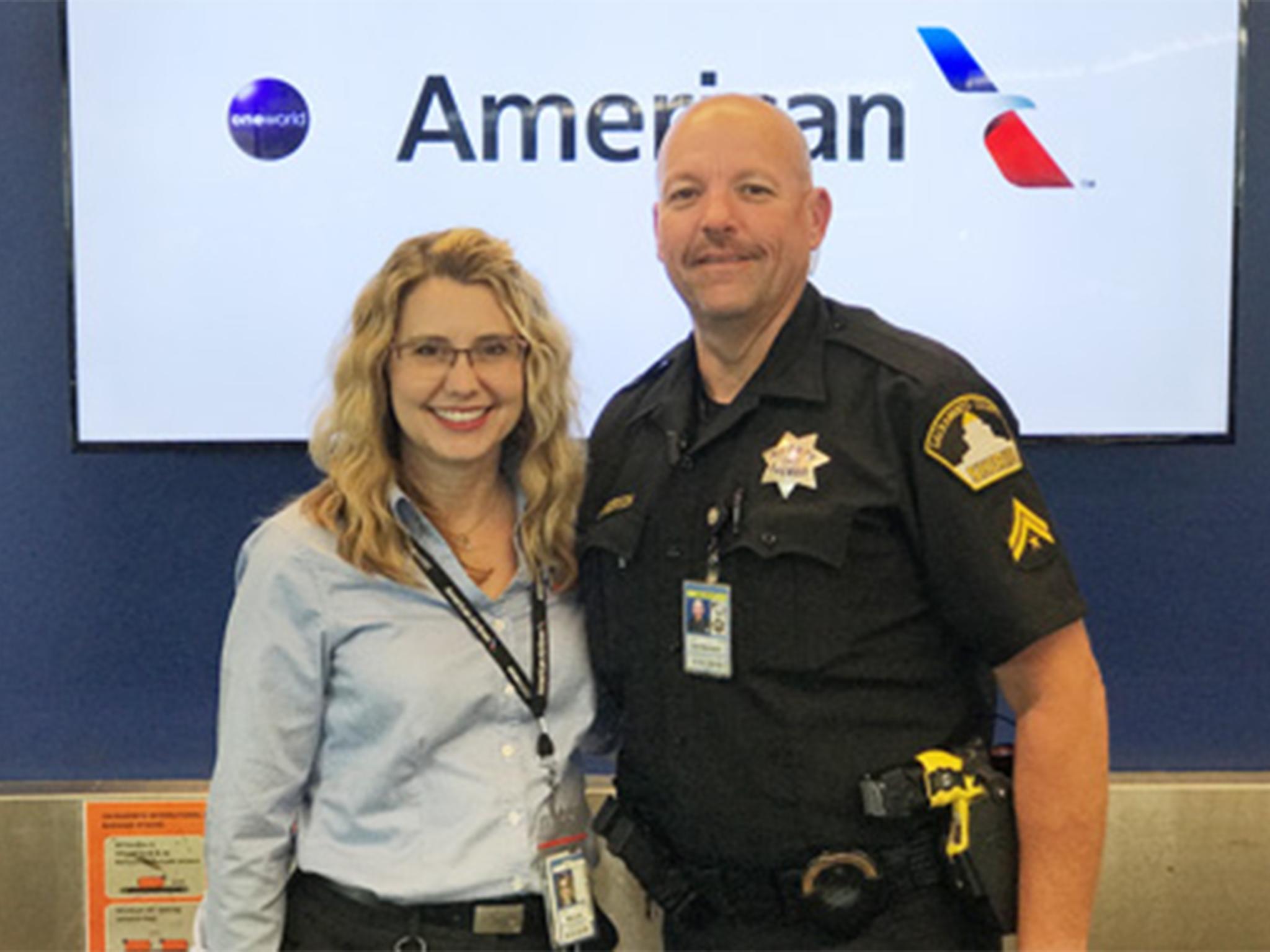 American Airlines agent Denice Miracle and Sheriff's Deputy Todd Sanderson