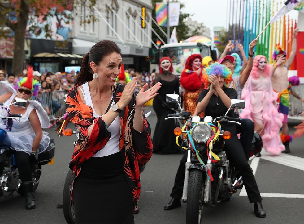 Jacinda Arden opens the Pride Parade in Auckland New Zealand on 17 February 2018