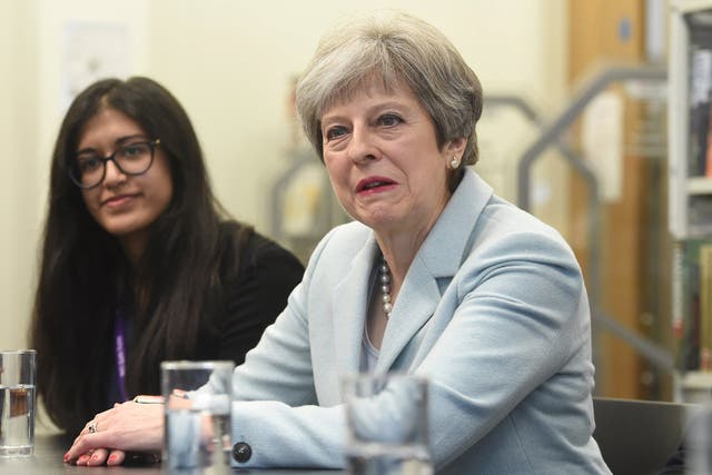 Theresa May visits the Featherstone High School in Southall